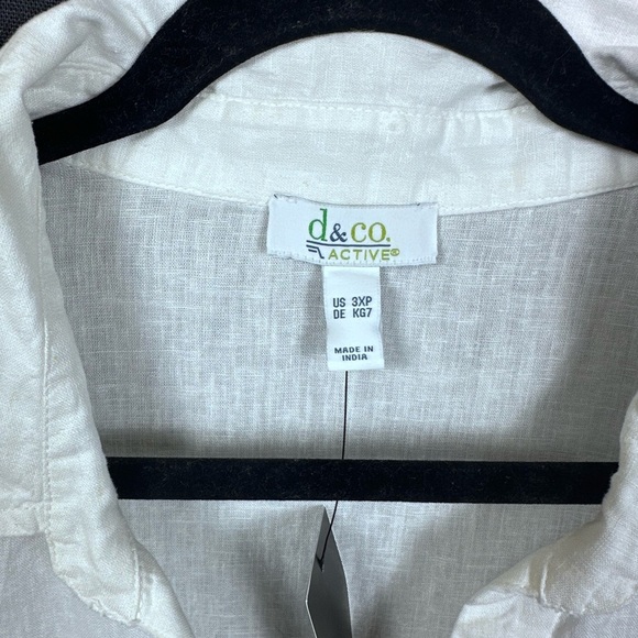 Blue and White Linen Blend Button Down Shirt - Picture 3 of 7